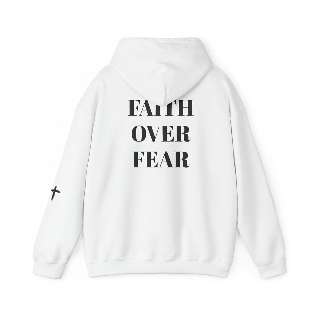 Faith Over Fear Hoodie — Minimal Cross Christian Pullover