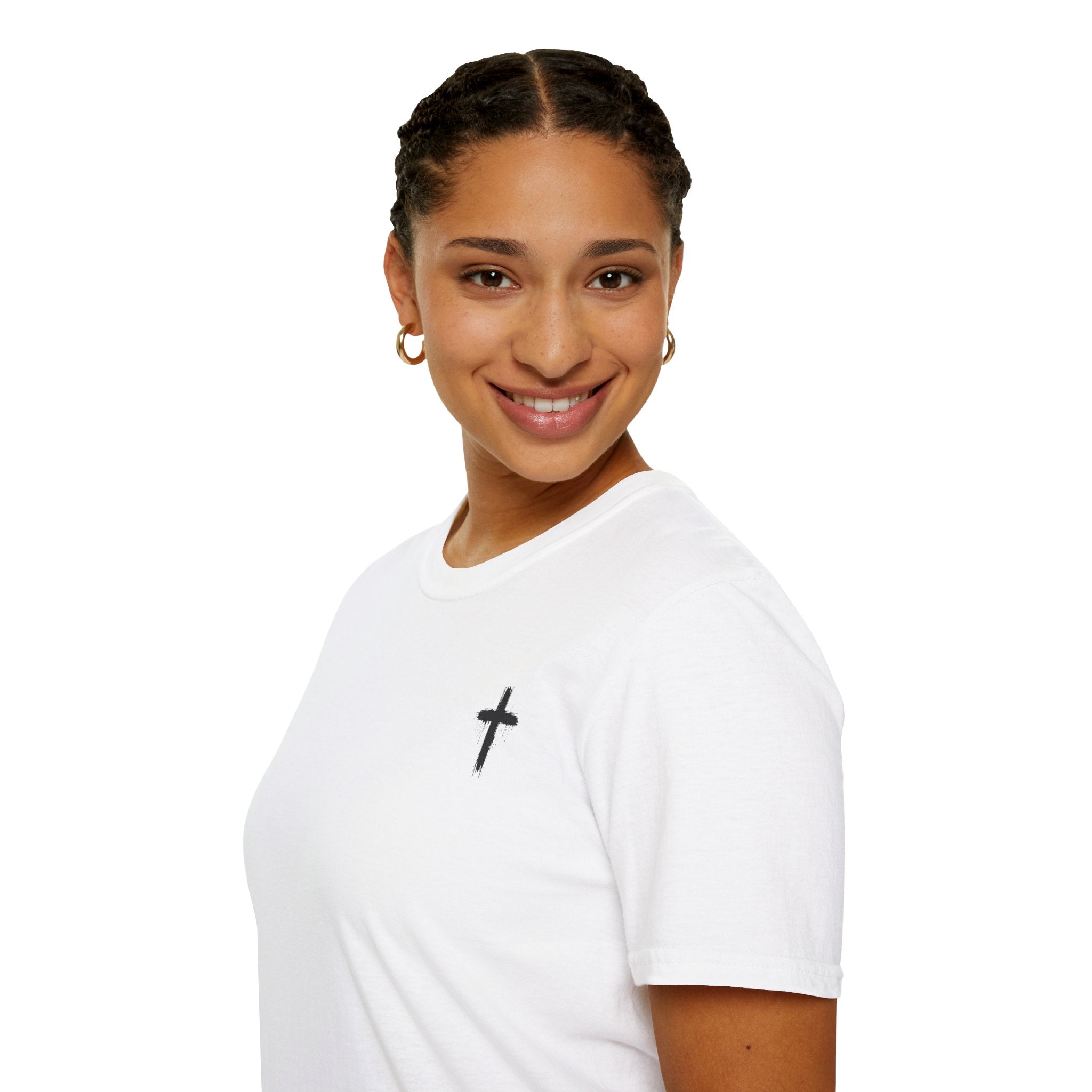 Minimal Cross T‑Shirt — Small Chest Cross Christian Tee