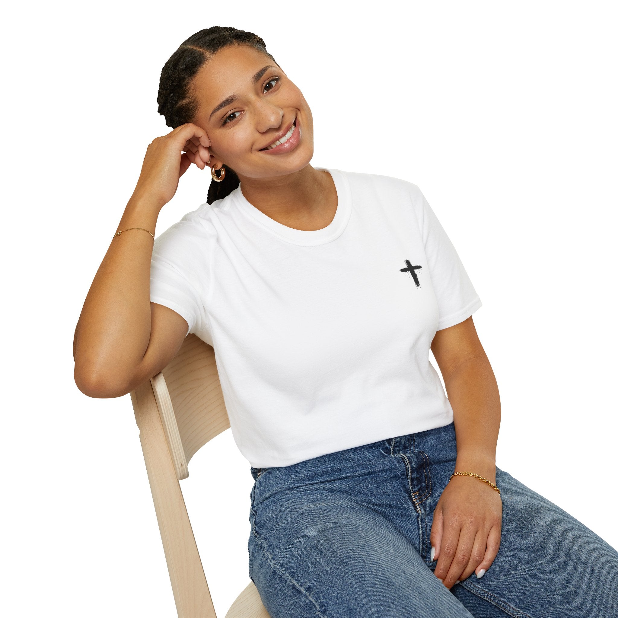 Minimal Cross T‑Shirt — Small Chest Cross Christian Tee