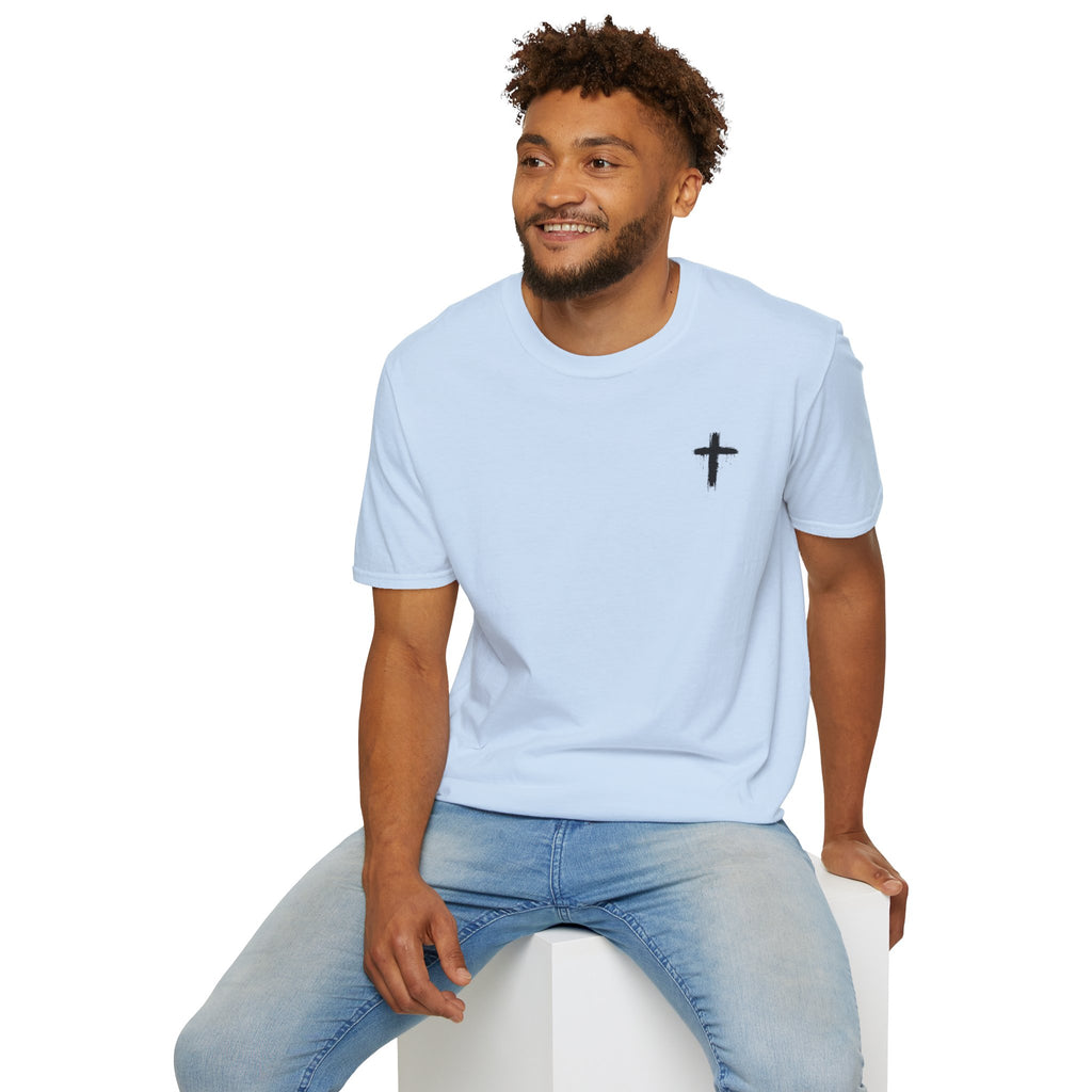 Minimal Cross T‑Shirt — Small Chest Cross Christian Tee