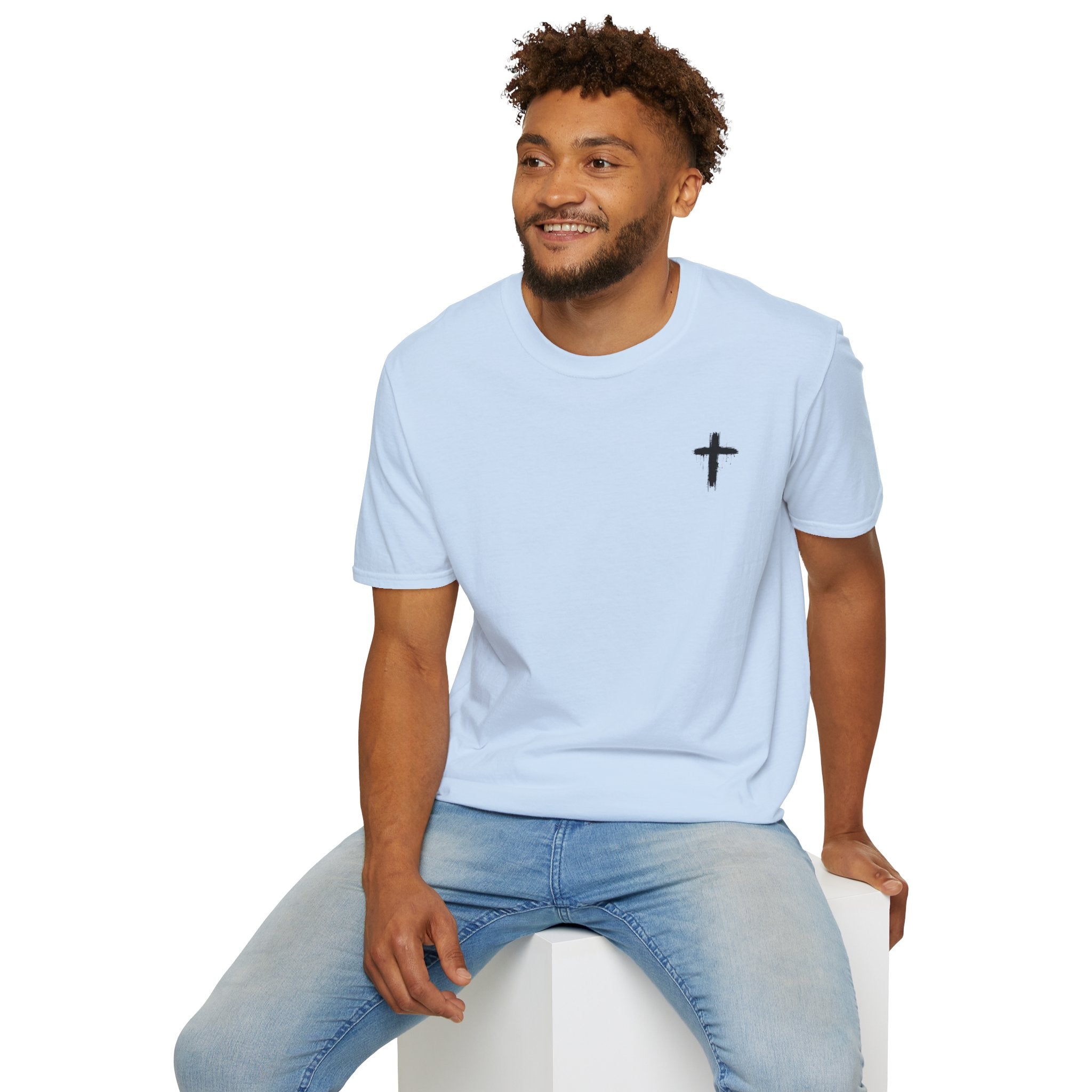 Minimal Cross T‑Shirt — Small Chest Cross Christian Tee