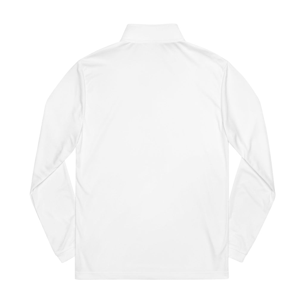 Embroidered Cross Quarter-Zip Pullover — White Athletic Top