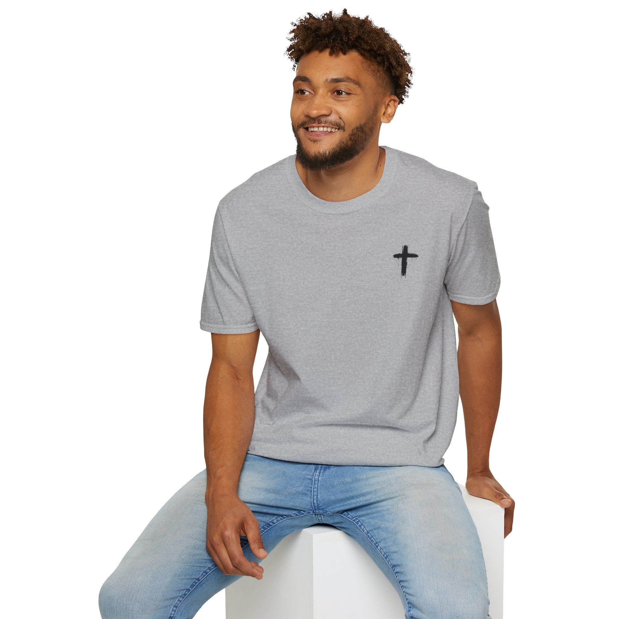 Minimal Cross T‑Shirt — Small Chest Cross Christian Tee