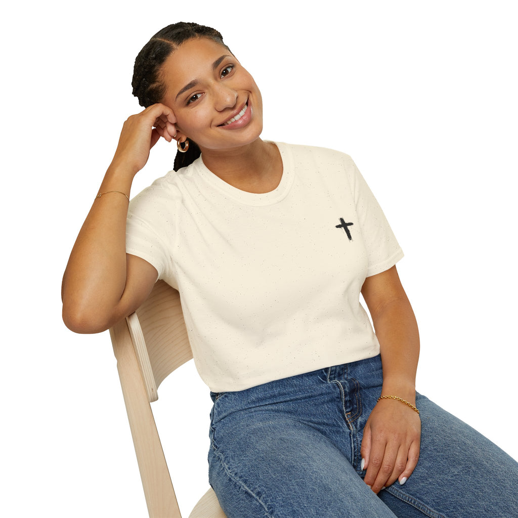 Minimal Cross T‑Shirt — Small Chest Cross Christian Tee