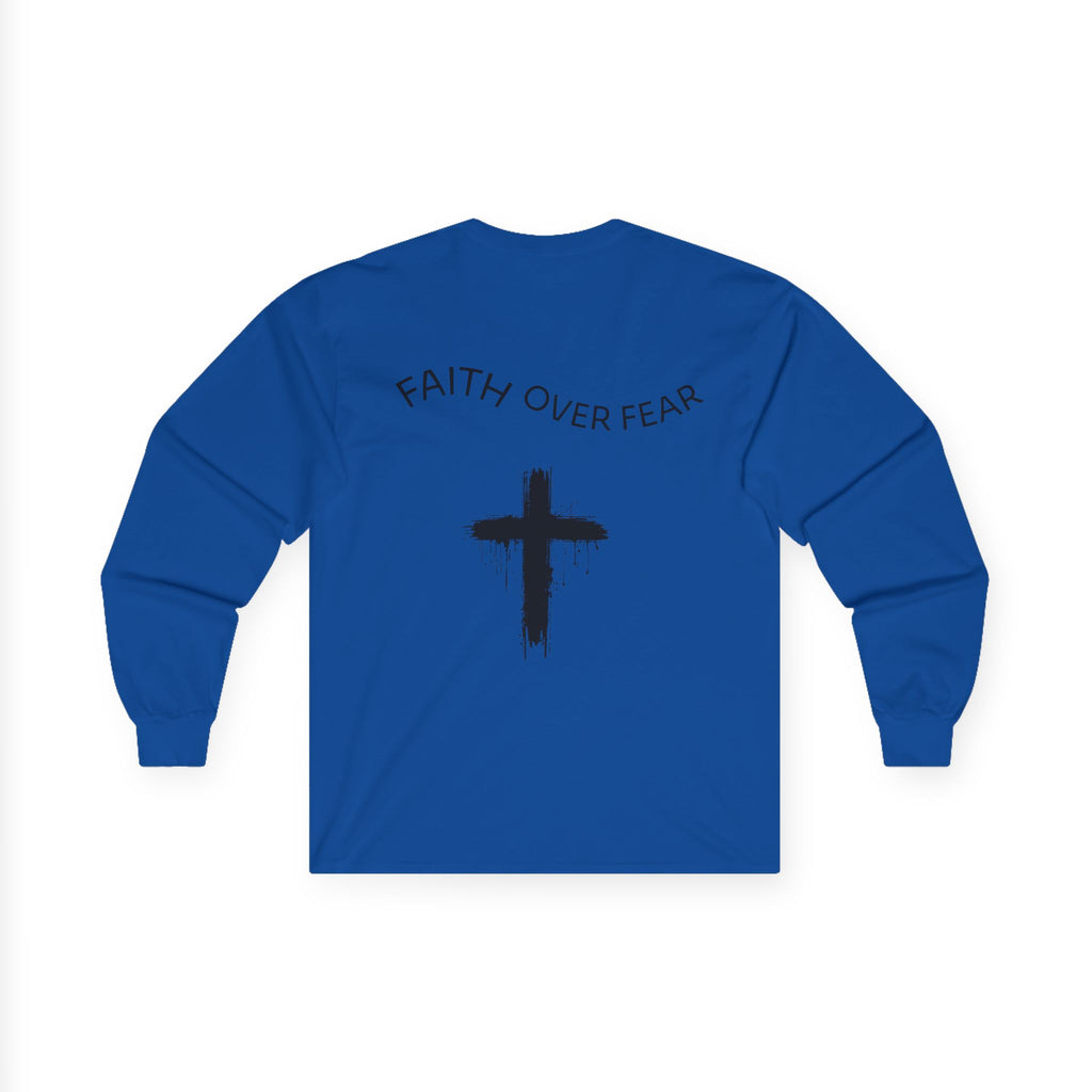 Long Sleeve Tee — Faith Over Fear Cross Graphic