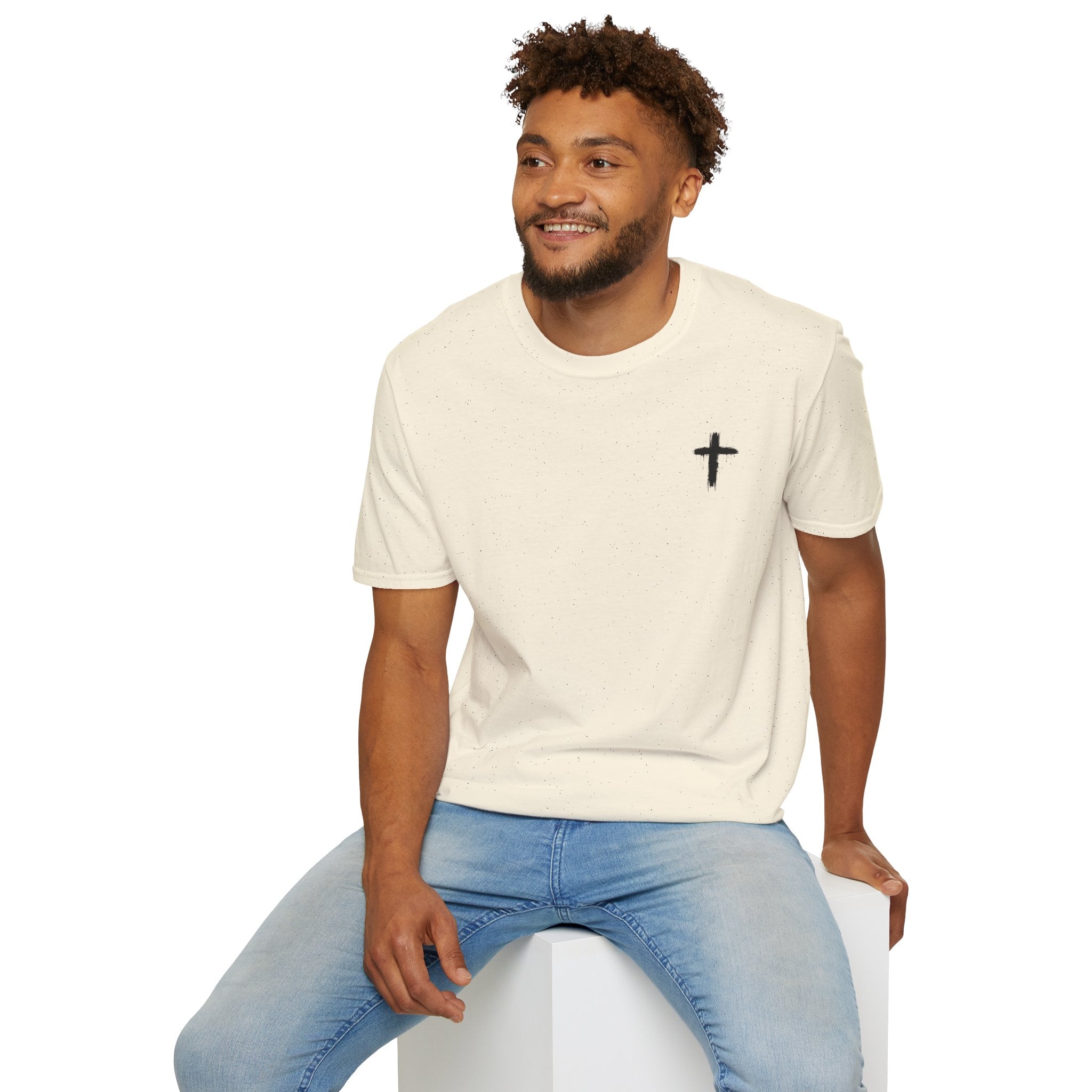 Minimal Cross T‑Shirt — Small Chest Cross Christian Tee