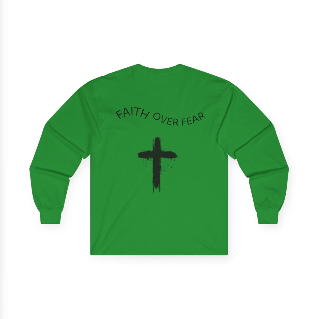 Long Sleeve Tee — Faith Over Fear Cross Graphic