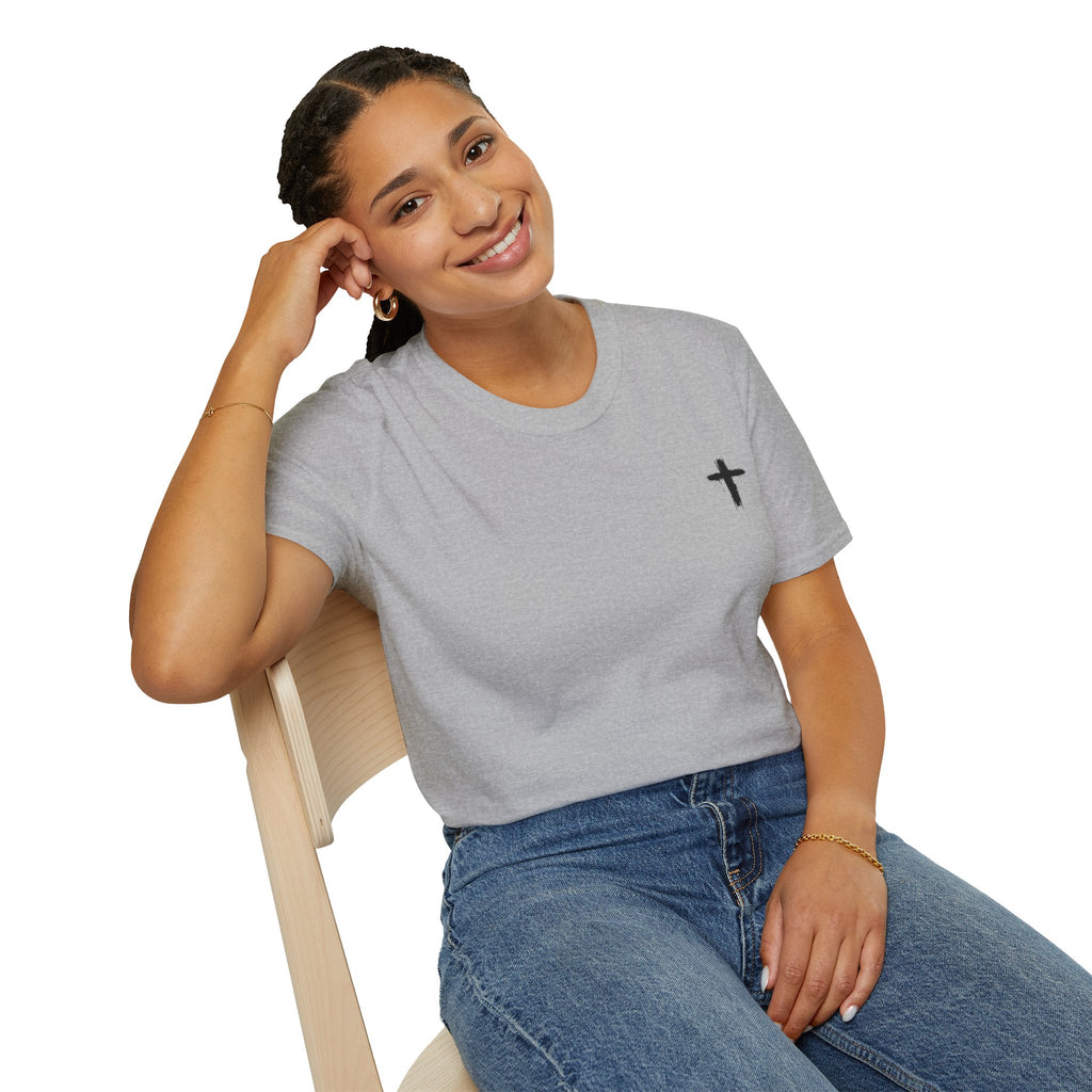 Minimal Cross T‑Shirt — Small Chest Cross Christian Tee