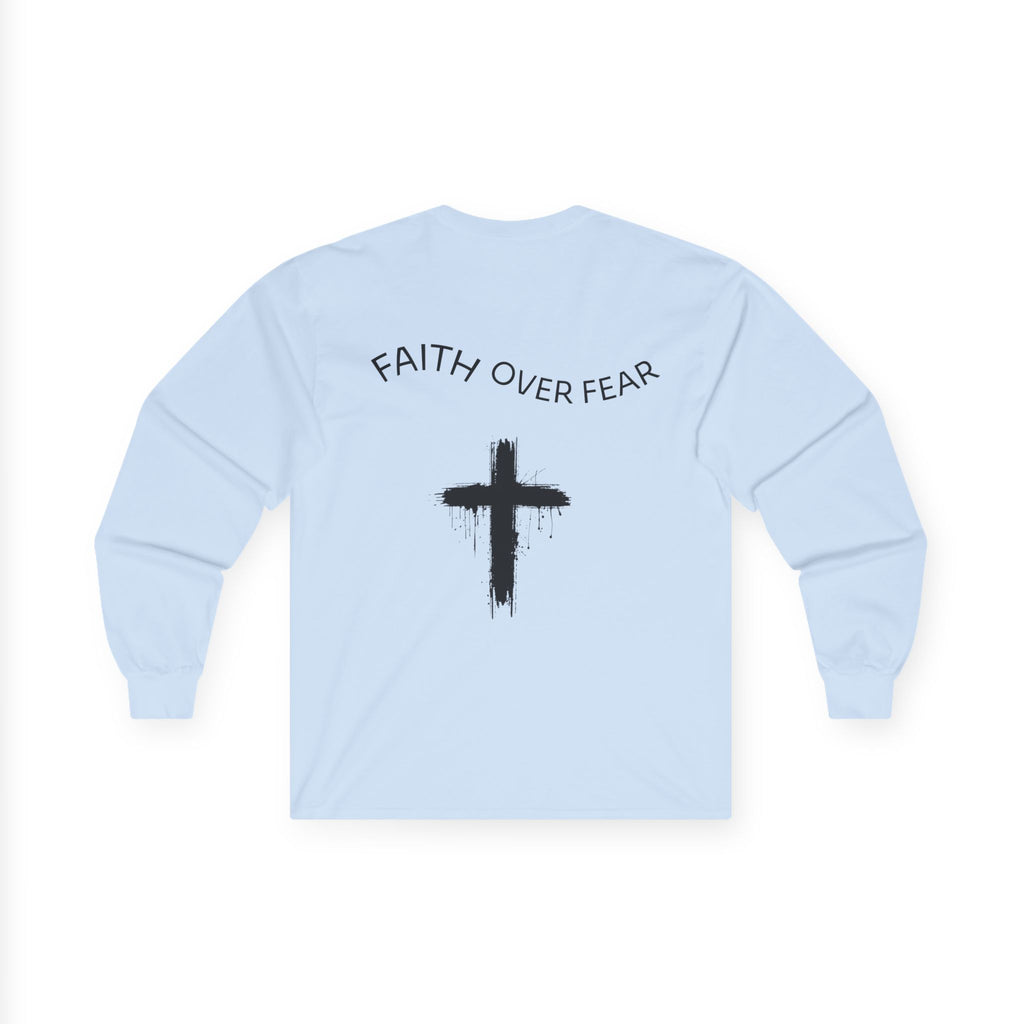 Long Sleeve Tee — Faith Over Fear Cross Graphic