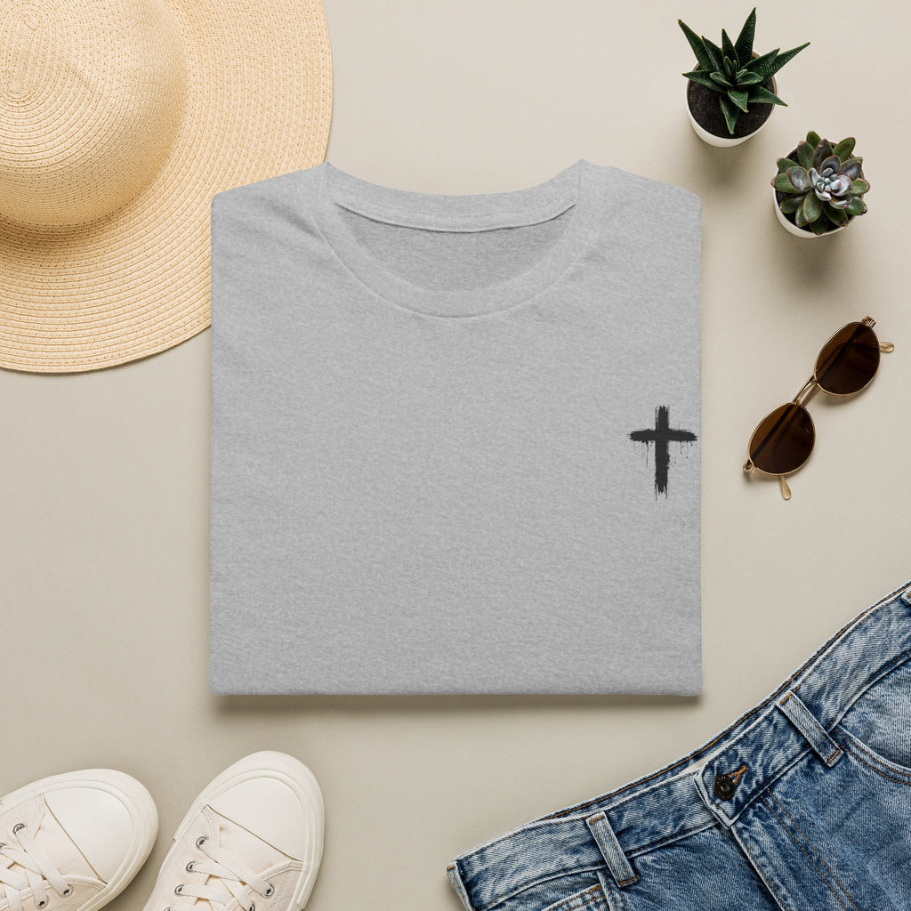 Minimal Cross T‑Shirt — Small Chest Cross Christian Tee
