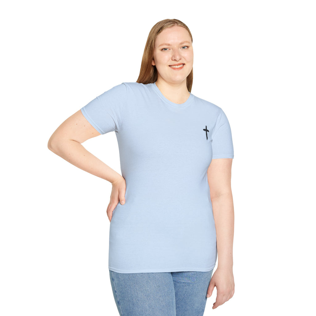 Minimal Cross T‑Shirt — Small Chest Cross Christian Tee
