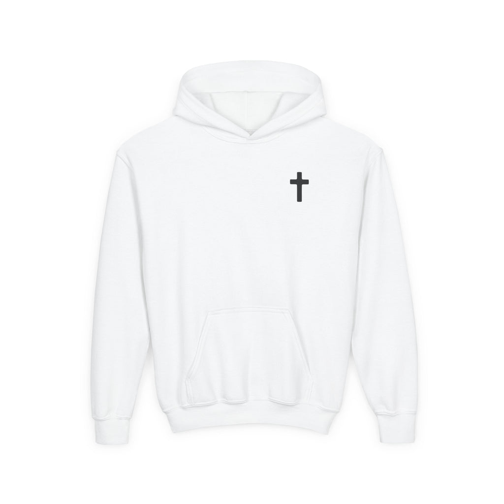 Youth Faith Cross Hoodie — ‘FAITH’ Crucifix Christian Sweatshirt
