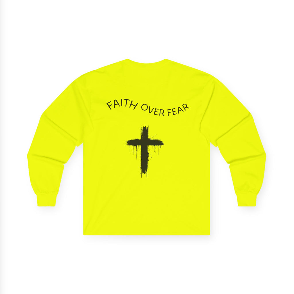 Long Sleeve Tee — Faith Over Fear Cross Graphic