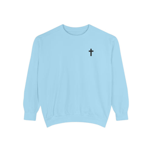 Faith Cross Sweatshirt — Garment-Dyed Religious Crewneck