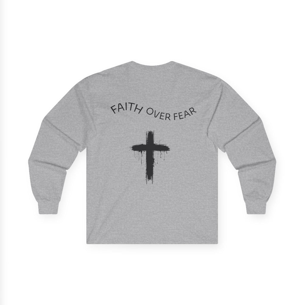Long Sleeve Tee — Faith Over Fear Cross Graphic
