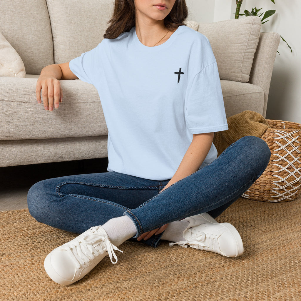 Minimal Cross T‑Shirt — Small Chest Cross Christian Tee