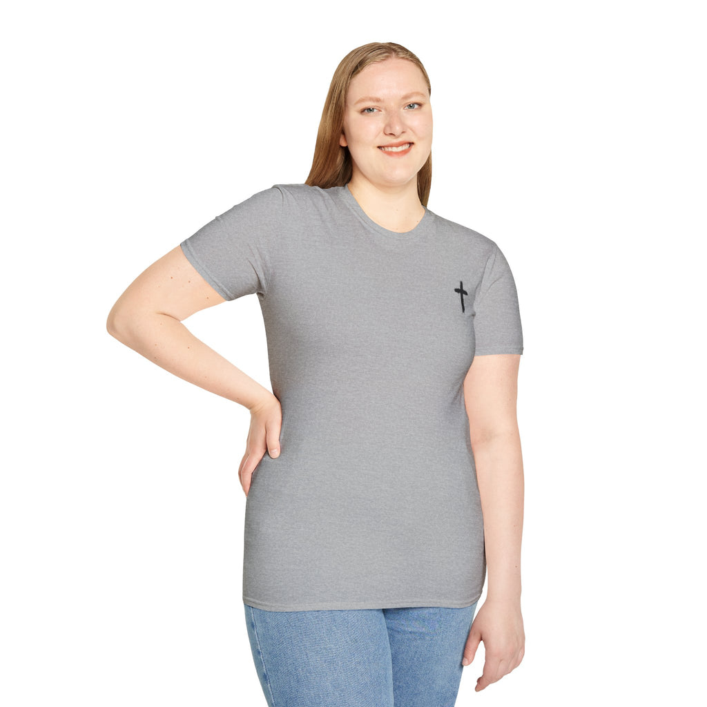 Minimal Cross T‑Shirt — Small Chest Cross Christian Tee