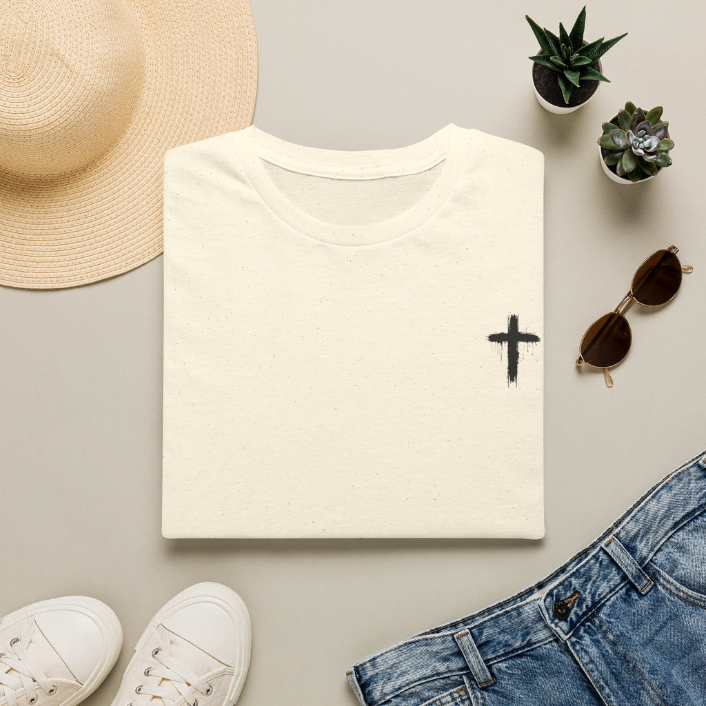 Minimal Cross T‑Shirt — Small Chest Cross Christian Tee