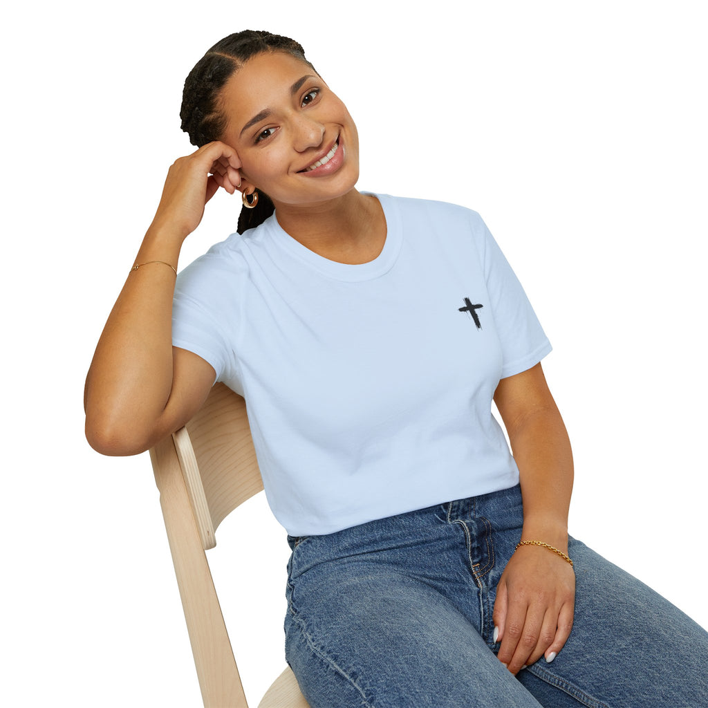 Minimal Cross T‑Shirt — Small Chest Cross Christian Tee