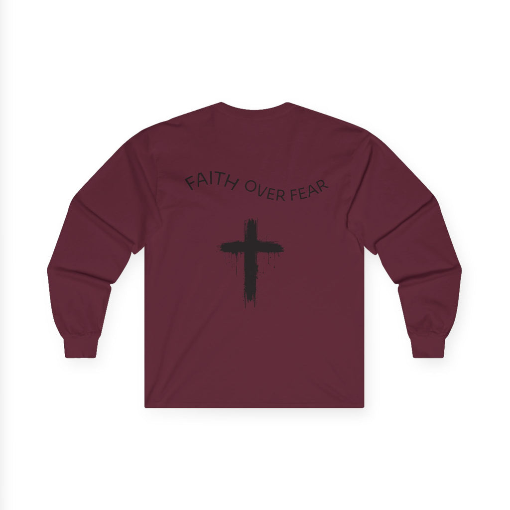 Long Sleeve Tee — Faith Over Fear Cross Graphic