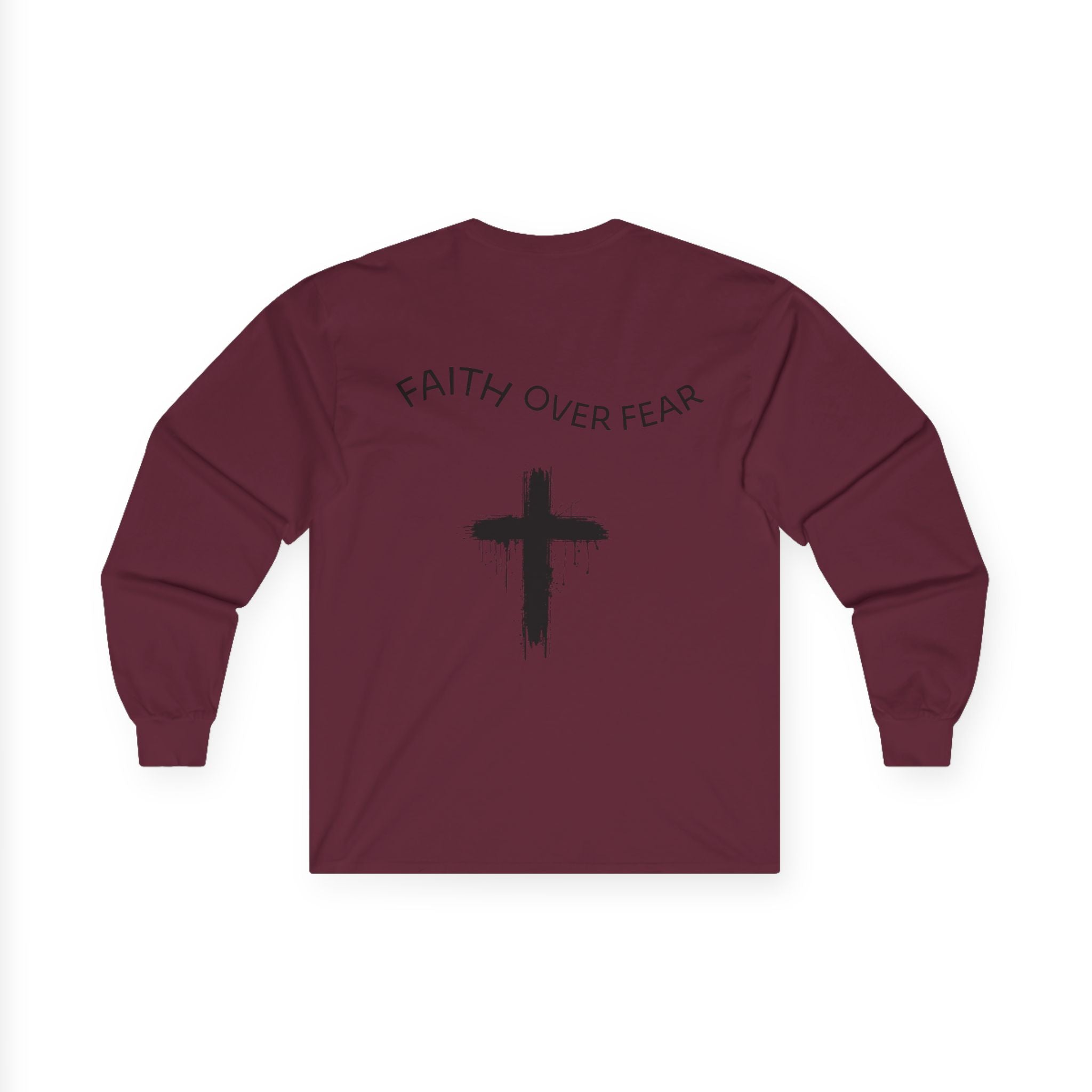 Long Sleeve Tee — Faith Over Fear Cross Graphic