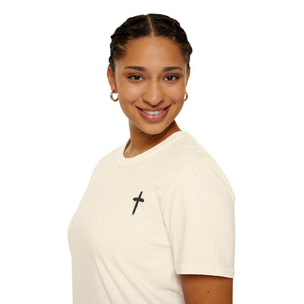 Minimal Cross T‑Shirt — Small Chest Cross Christian Tee