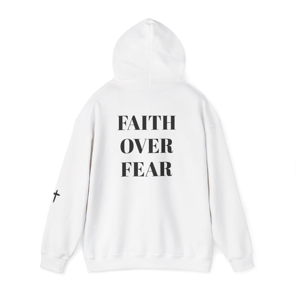 Faith Over Fear Hoodie — Minimal Cross Christian Pullover