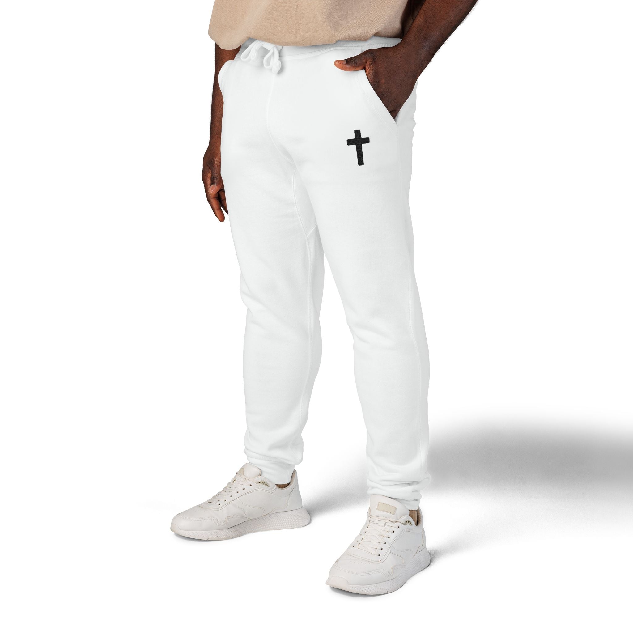 Faith-Inspired Embroidered Fleece Sweatpants