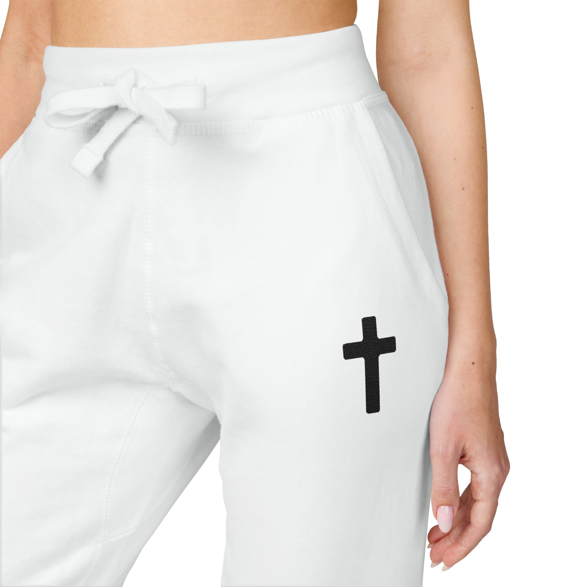 Faith-Inspired Embroidered Fleece Sweatpants