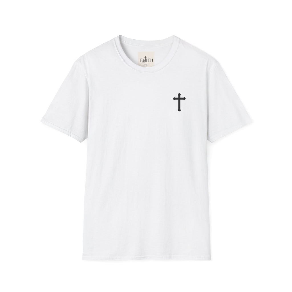 T-Shirt — Small Black Cross Chest Tee | Minimal Christian Faith Shirt