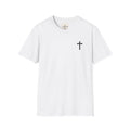 T-Shirt — Small Black Cross Chest Tee | Minimal Christian Faith Shirt