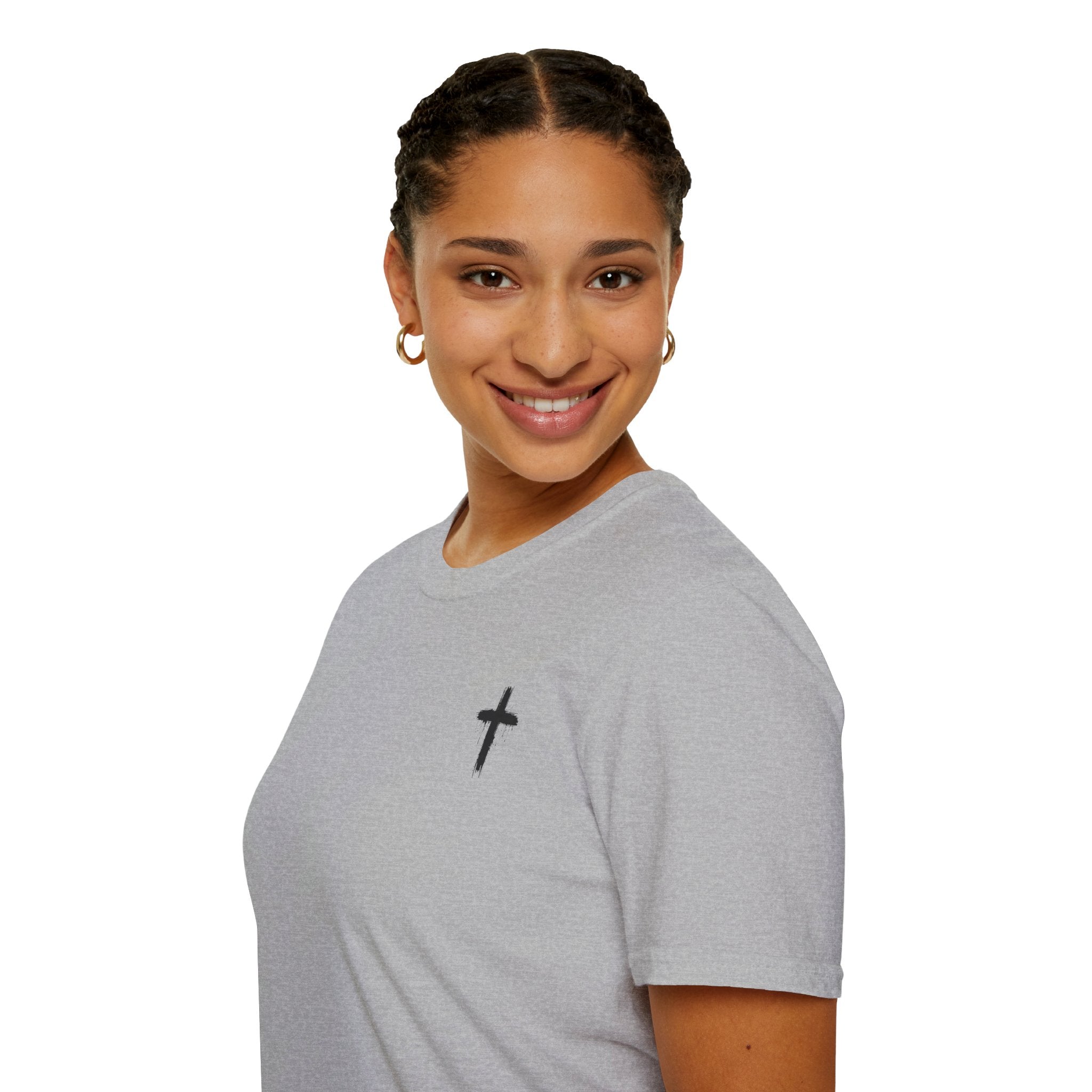 Minimal Cross T‑Shirt — Small Chest Cross Christian Tee
