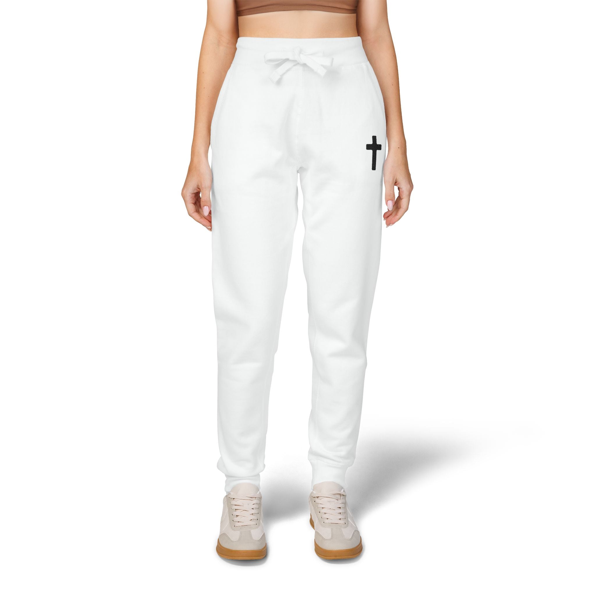 Faith-Inspired Embroidered Fleece Sweatpants