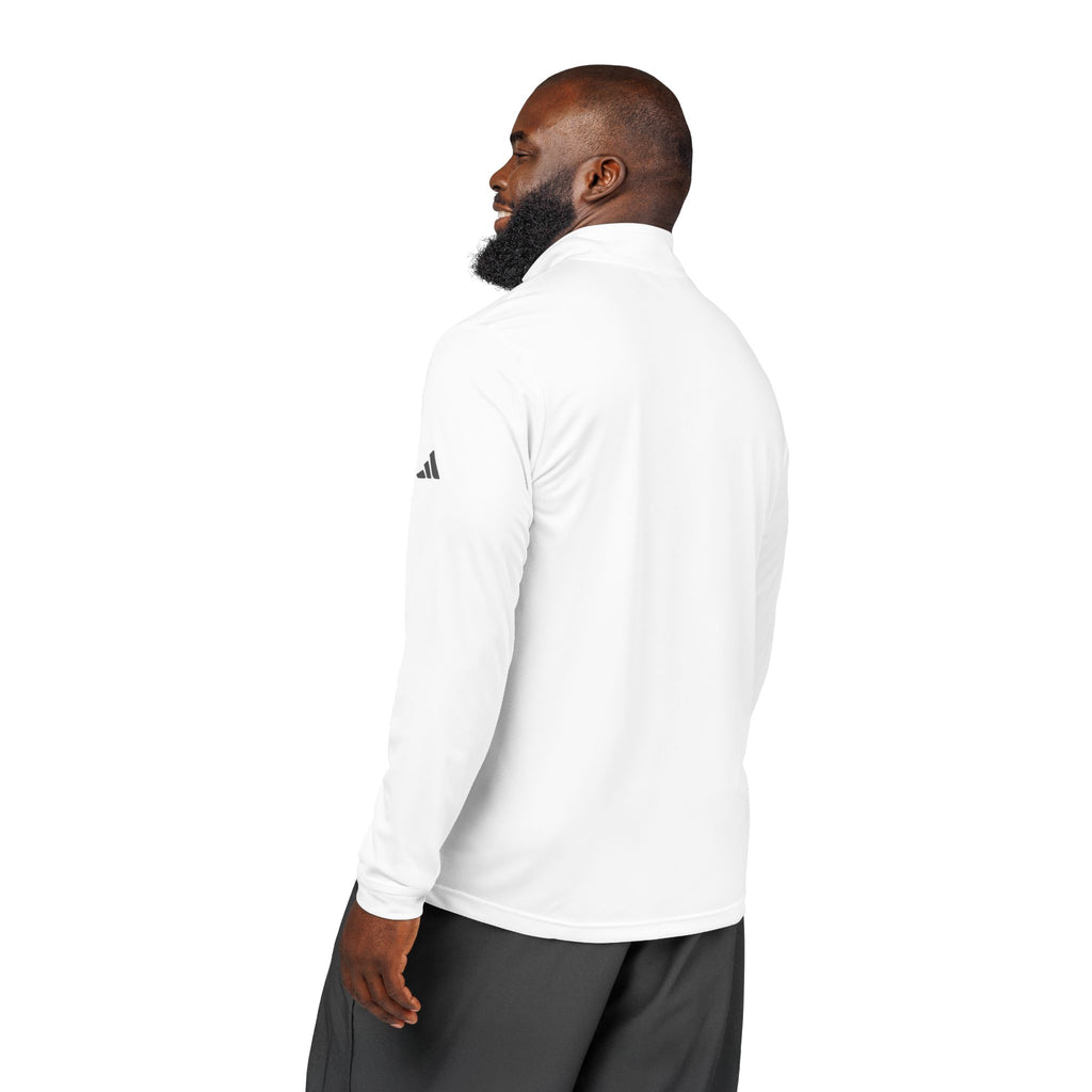 Embroidered Cross Quarter-Zip Pullover — White Athletic Top