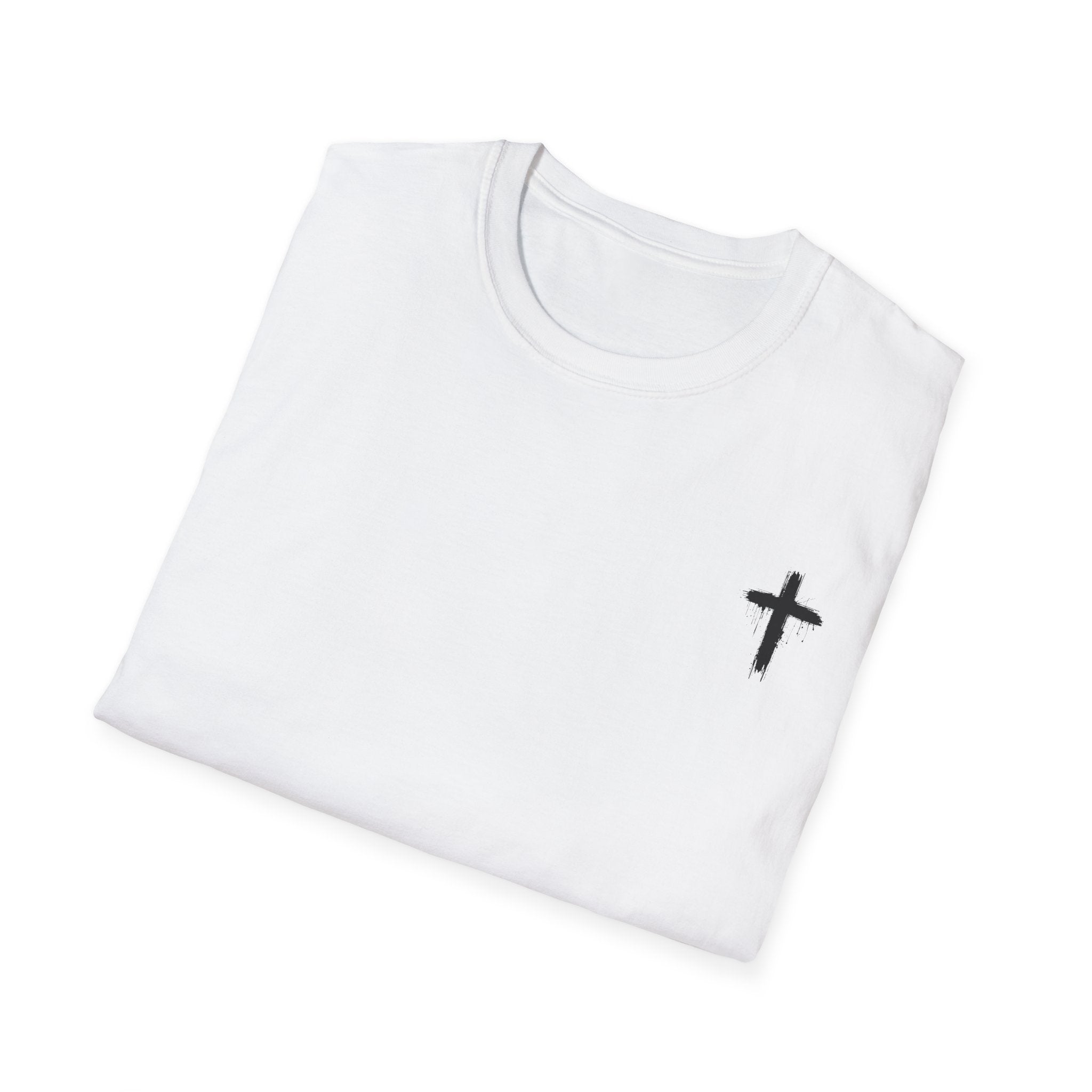 Minimal Cross T‑Shirt — Small Chest Cross Christian Tee