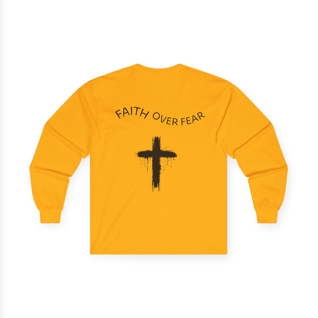 Long Sleeve Tee — Faith Over Fear Cross Graphic