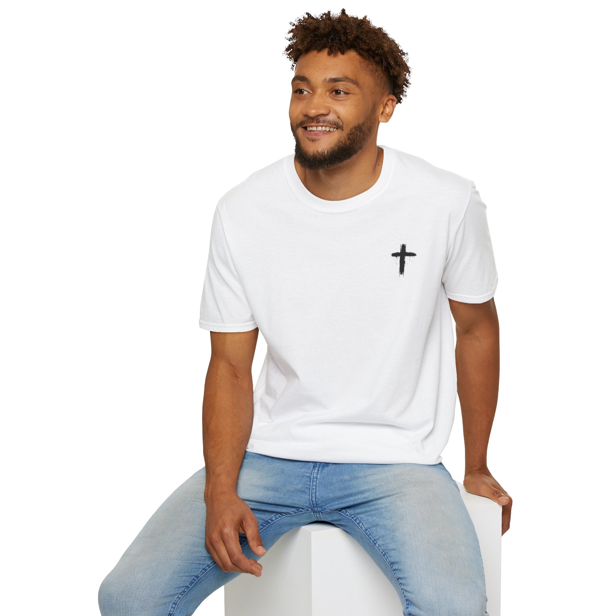 Minimal Cross T‑Shirt — Small Chest Cross Christian Tee