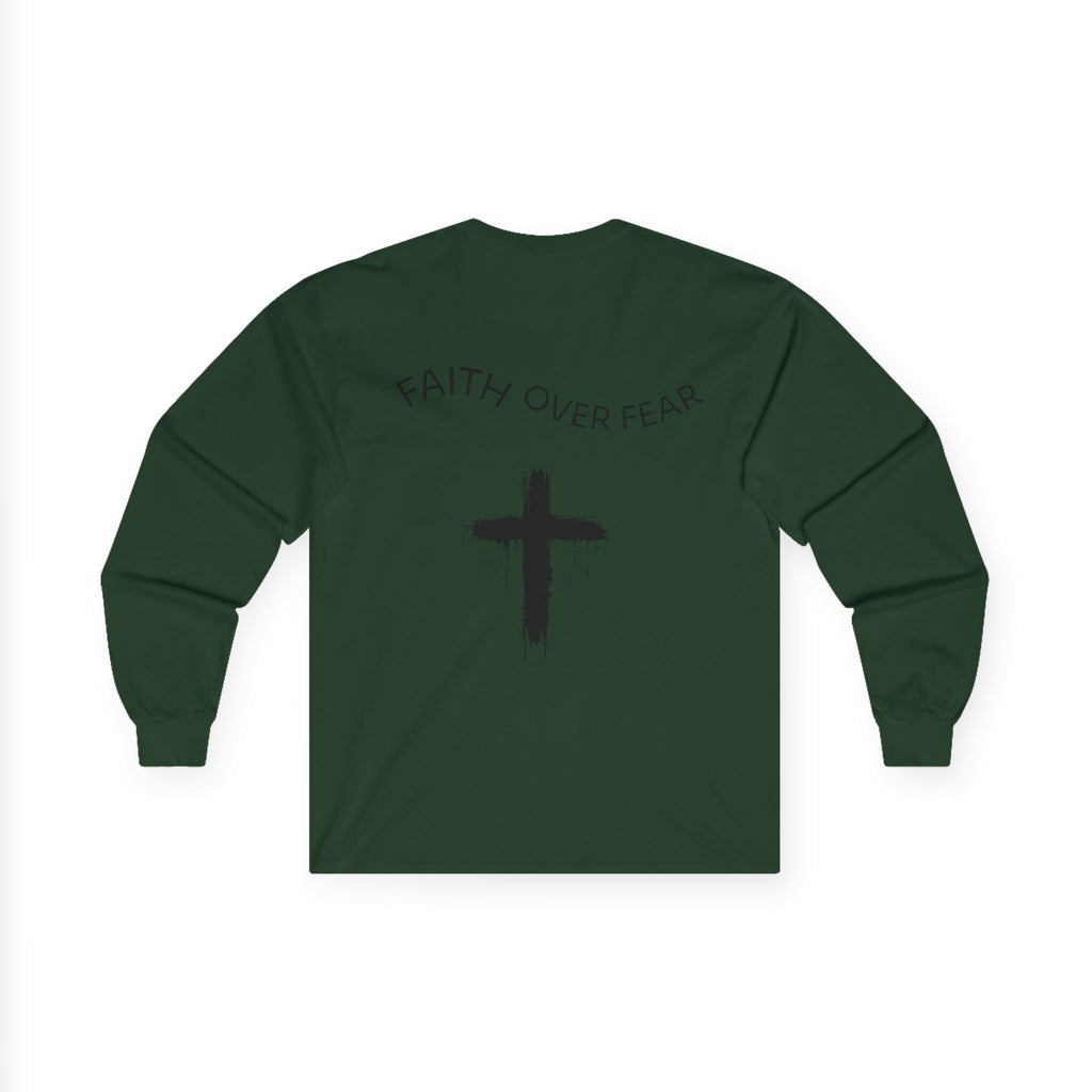 Long Sleeve Tee — Faith Over Fear Cross Graphic