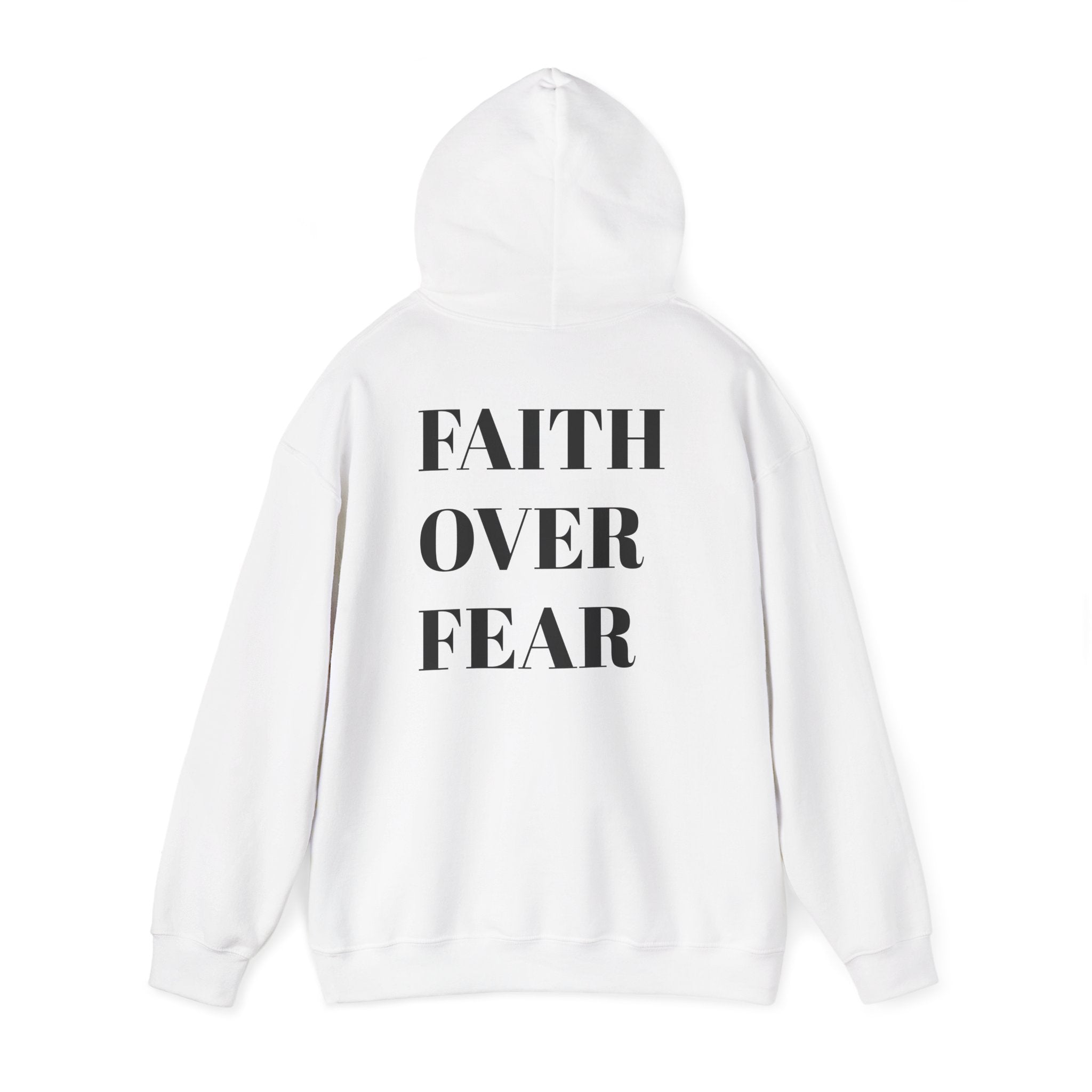 Faith Over Fear Hoodie - Minimal Cross Inspirational Christian Sweatshirt