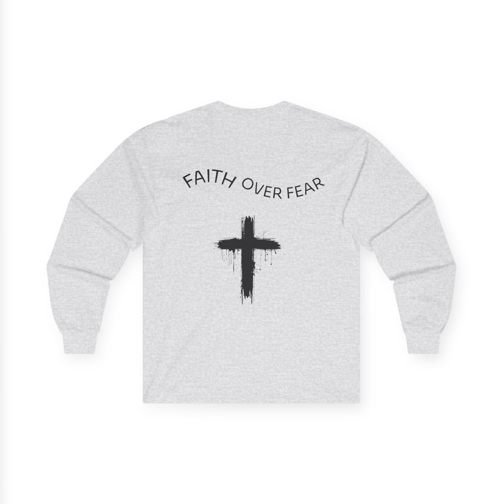 Long Sleeve Tee — Faith Over Fear Cross Graphic