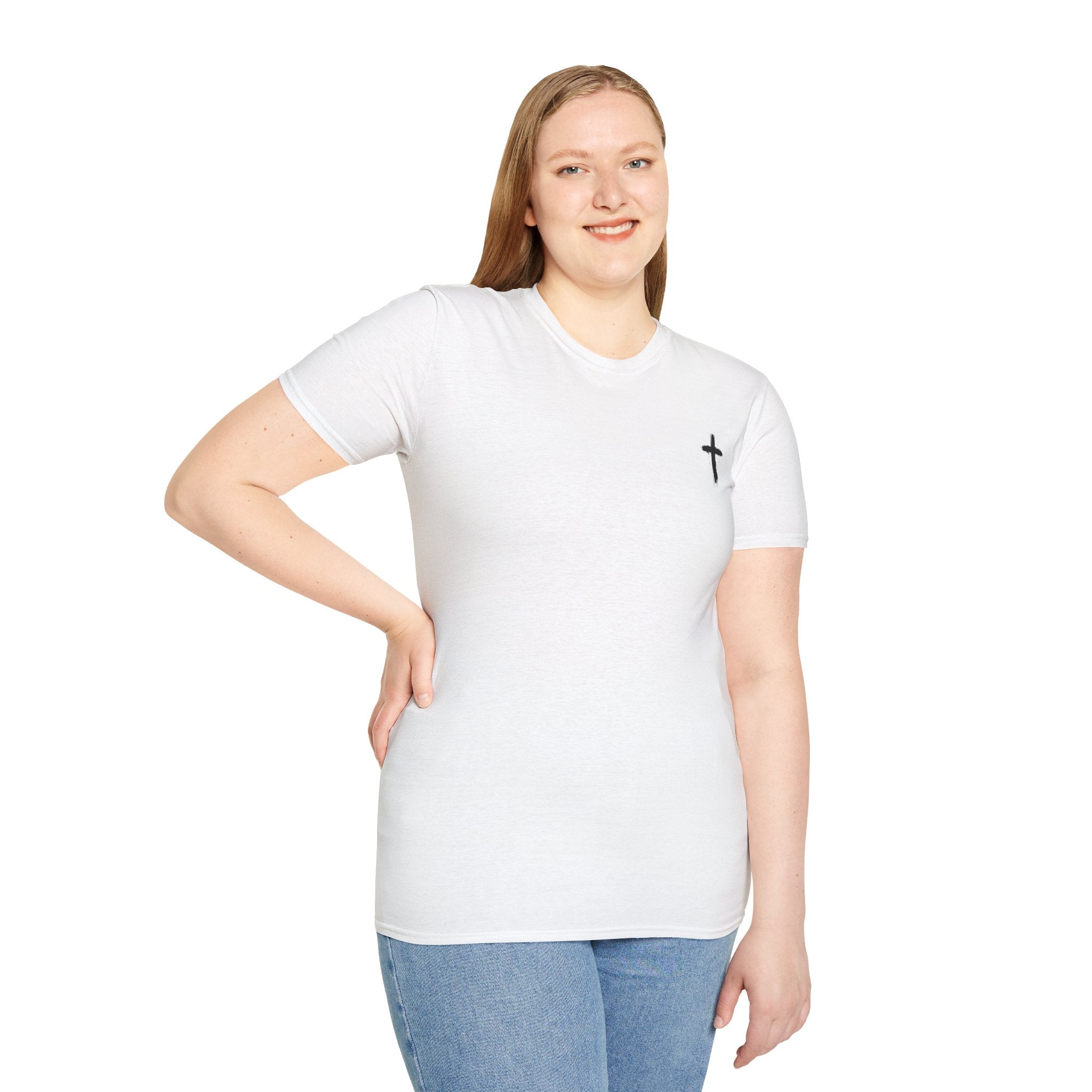 Minimal Cross T‑Shirt — Small Chest Cross Christian Tee