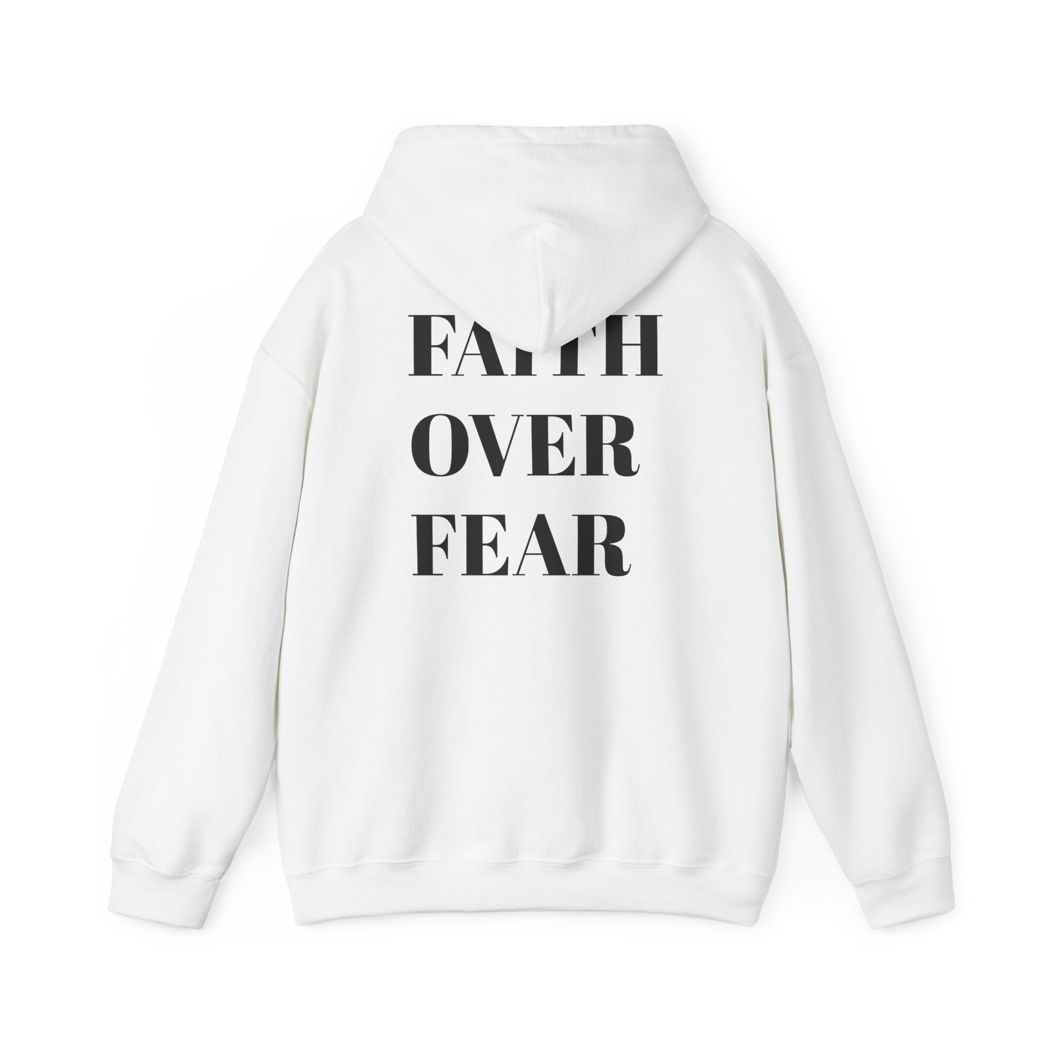 Faith Over Fear Hoodie - Minimal Cross Inspirational Christian Sweatshirt