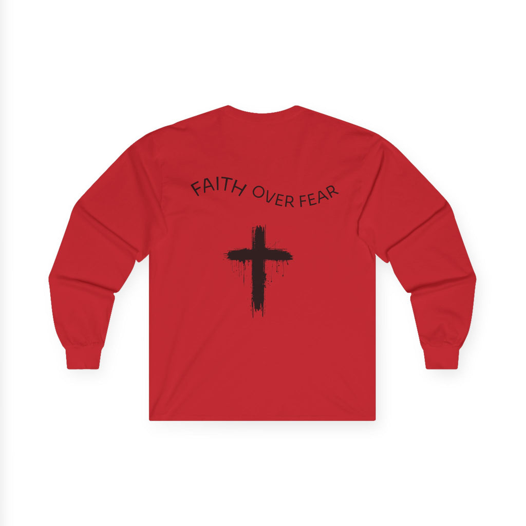 Long Sleeve Tee — Faith Over Fear Cross Graphic