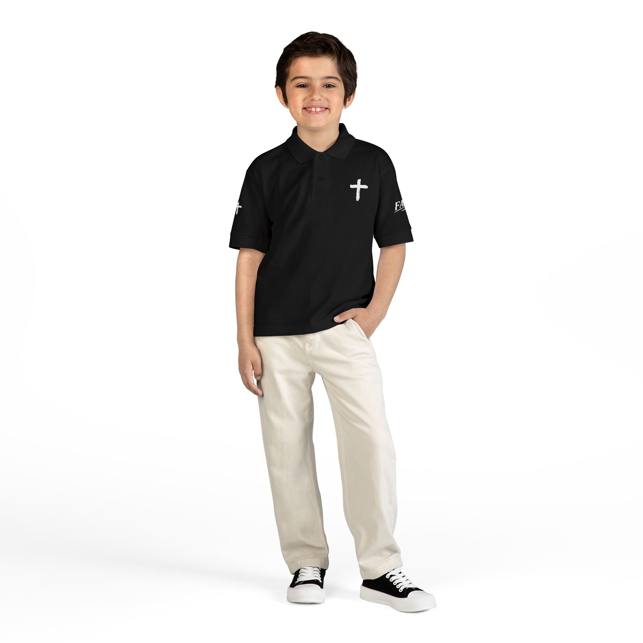 Clean Faith Brand Youth Jersey Polo — Faith-Inspired Logo Polo