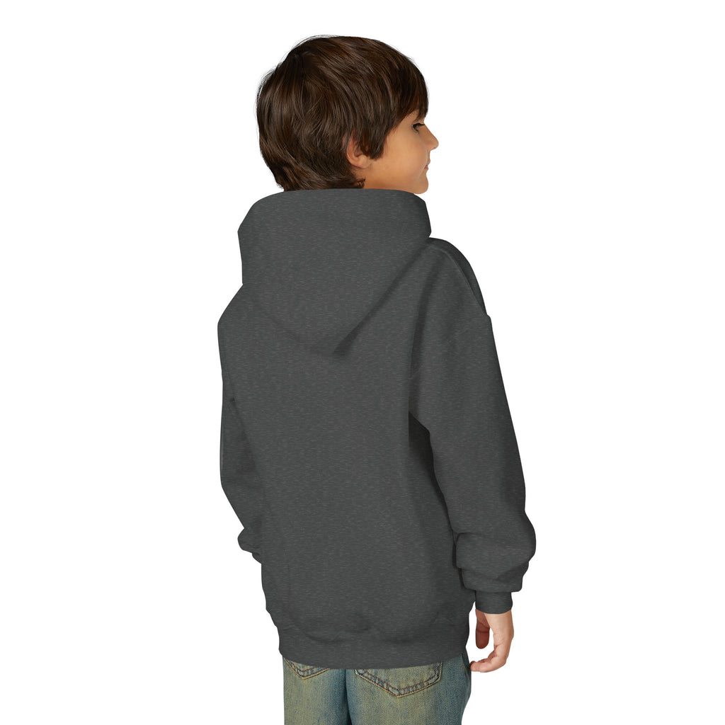 Youth Hoodie with Small Cross Chest Logo — Christian Kids Sweatshirt