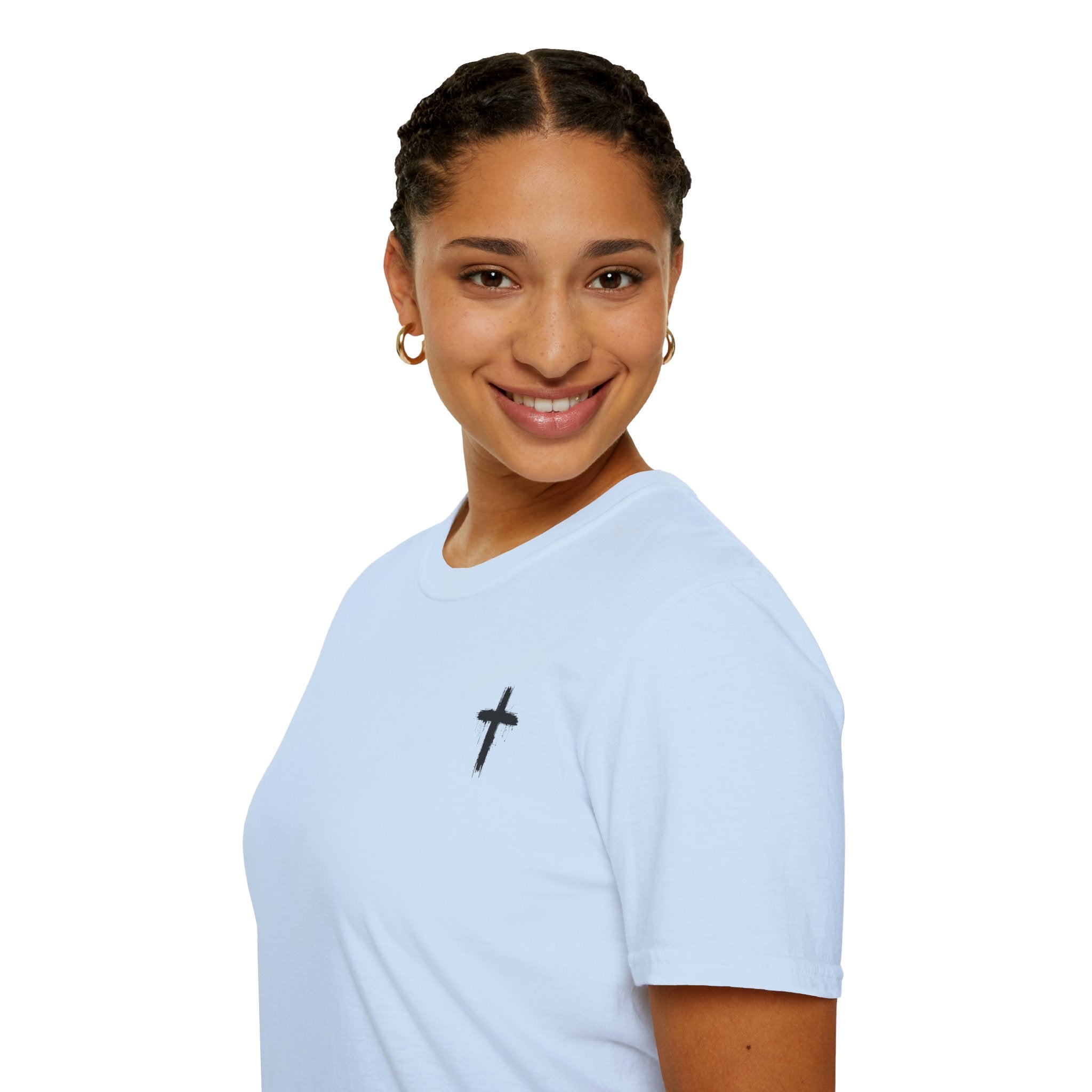 Minimal Cross T‑Shirt — Small Chest Cross Christian Tee