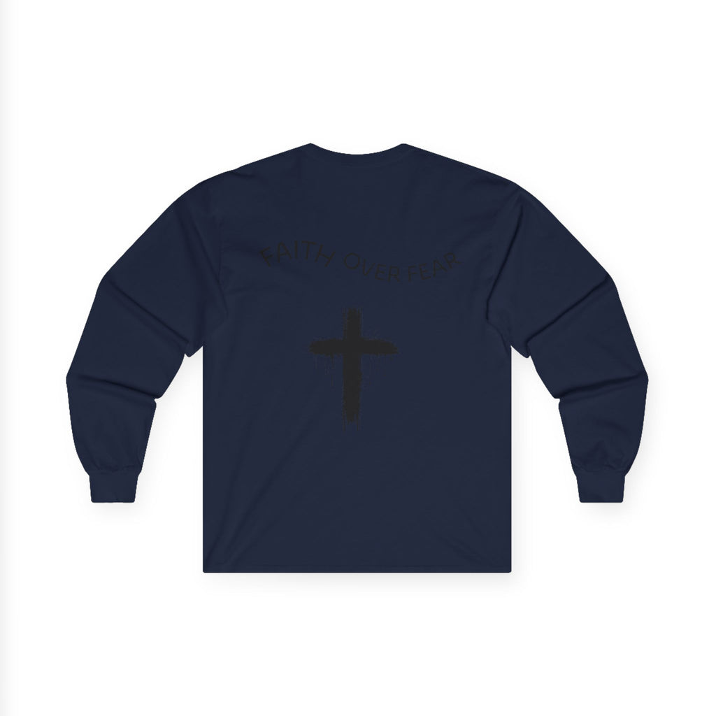 Long Sleeve Tee — Faith Over Fear Cross Graphic