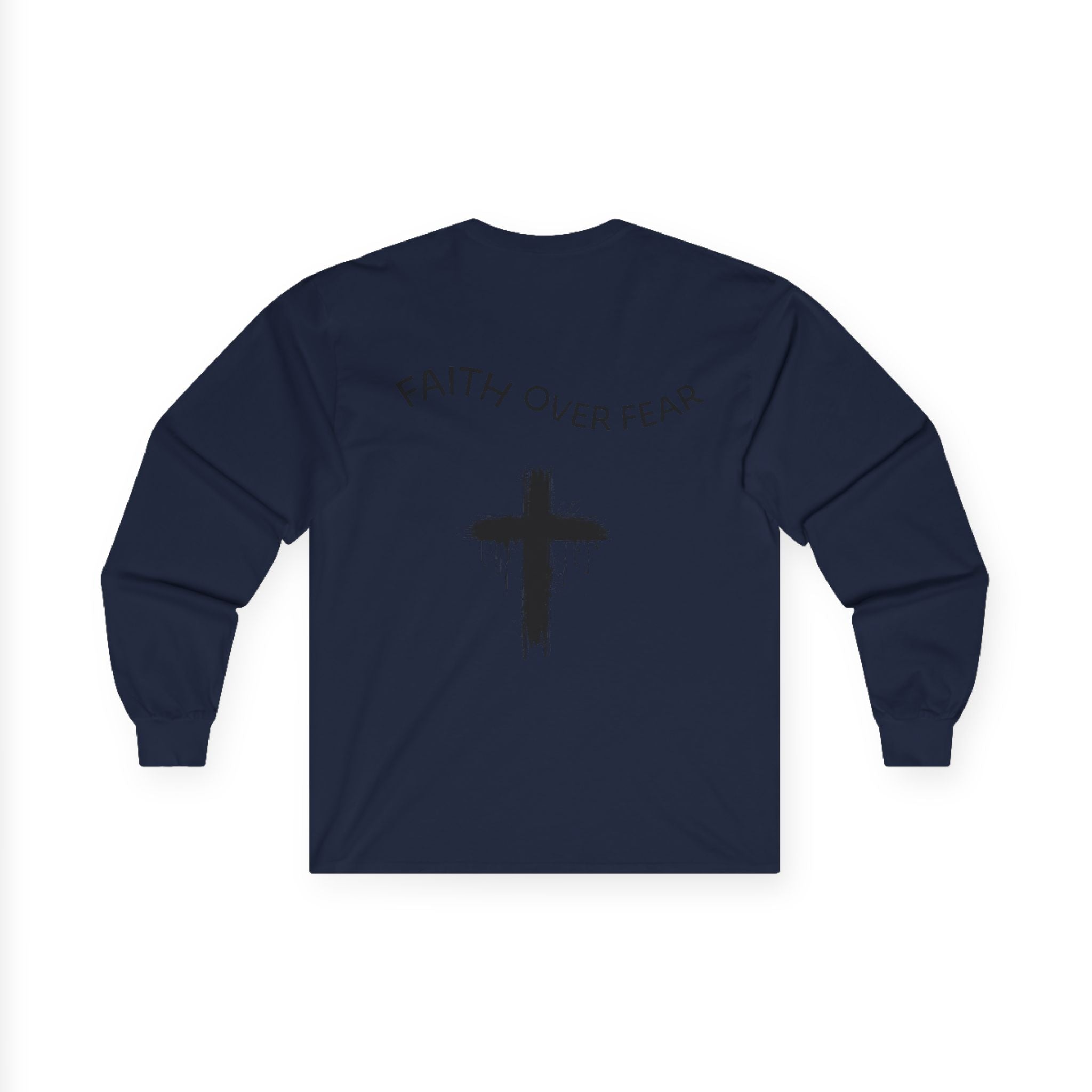 Long Sleeve Tee — Faith Over Fear Cross Graphic